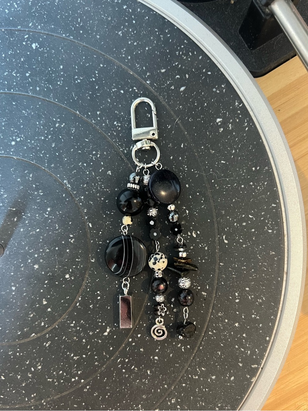 Black Beaded Keychain Charm - Designer Style